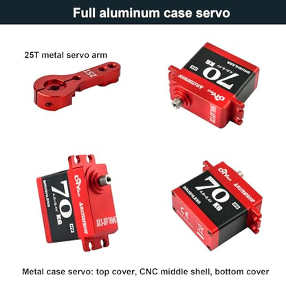 70kg Digital Servo Waterproof Brushless Motor Steel Gear Servo 180° | 25T Metal Horn, for 1/8 1/10 RC Car/Robot/Boat/Plane - style: 180 degree
