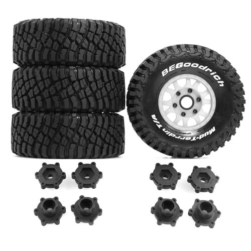 1/7 1/8 1/10 RC Short Course Truck Tires OD 4.96"And Wheels 12mm 14mm 17mm Hex For 1:10 1:8 1:7 Scale Off Road Truck Car ARRMA Mojave 4S 6S TRAXXAS Slash 2WD FS FSR Axial Losi Rc4wd (White) - color: White