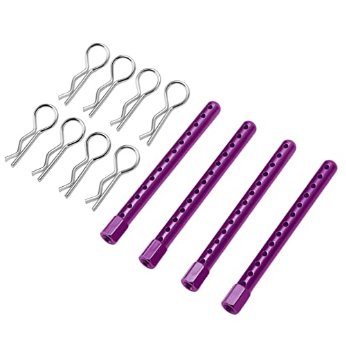RC Body Post High Strength Aluminum Alloy RC Car Shell Column with Buckle for HSP 94102 94122 94103 94123 1/10 Scale RC Cars (Purple) - color: Purple