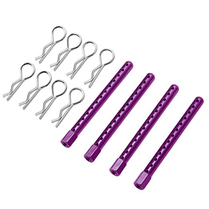 RC Body Post High Strength Aluminum Alloy RC Car Shell Column with Buckle for HSP 94102 94122 94103 94123 1/10 Scale RC Cars (Purple) - color: Purple