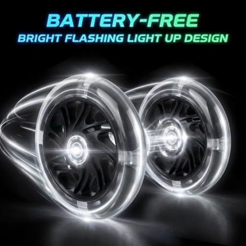 120mm Light Up Scooter Wheels, 2-Pack LED Flashing Replacement Wheels, 85A PU with 608RS Bearings & Spacers for Kids 3-Wheel Kick Scooters (Black) - color: Black