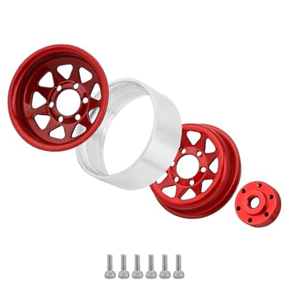 1.0 Beadlock Wheel -3.78mm Offset Wheel Rims for 1/18 1/24 RC Crawler Car Axial AX24 SCX24 FMS FCX24 TRX4M Upgrades (Dark red)