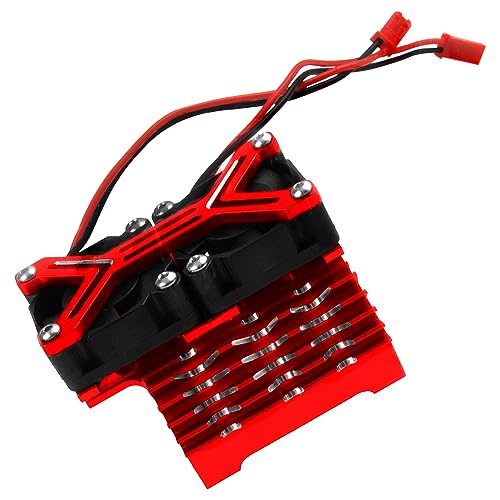 Motor Heatsink Dual Cooling Fan 40-42mm Compatible with 1/7 1/8 Arrma Traxxas RC Car Fit 4068 4074 4082 4268 4274 Motors (Red) - color: Red