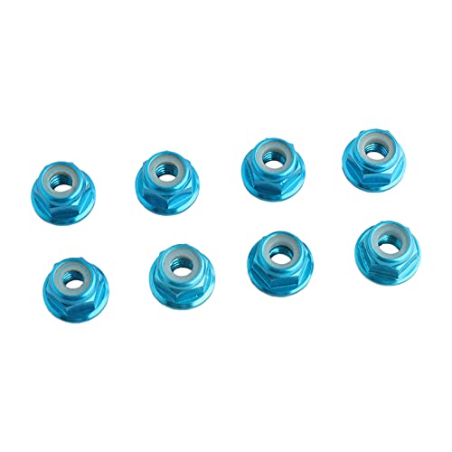 8PCS Flange M4 Lock Nuts Serrated Nylon Self-Tightening Aluminum M4 Wheel Hardware for Axial HPI TLR ECX Model RC Car Vehicles Upgraded Replacement Parts (Light Blue) - color: Light Blue