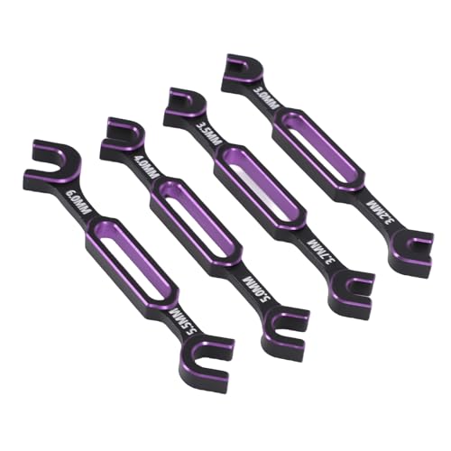 Keenso 4 Pcs RC Wrench Set, Aluminum Alloy Turnbuckle Nut Ball Joint Remover for RC Car and Boat Repair, 3.0 to 6.0mm for Fast and Reliable Maintenance (Violet) - color: Violet