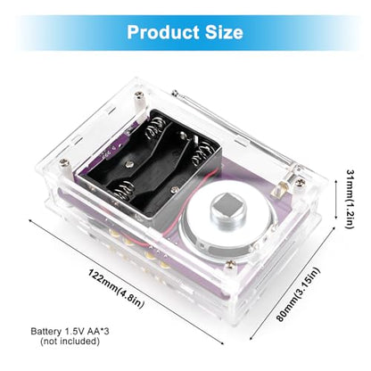 Radio with 2inch Speaker and Acrylic Case, DIY FM Radio Soldering Project, Electronic Soldering Practice Kit for High School STEM Education