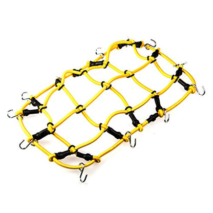 MOHERO 1/10 RC Elastic Luggage Net with Hook for 1:10th RC Vehicles RC Crawler Truck Car D90 TRX4 Roof Rack (Yellow) - color: Yellow