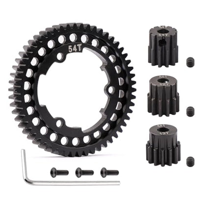 Aimrock Harden Steel Mod 1 54T Spur Gear and 5mm 11T 12T 13T Pinion Gear Combo Upgrade Option Parts for Traxxas XRT X-Maxx E-Revo Funco Maxx XO-1 RC Car (54T 11T 12T 13T) - size: 54T 11T 12T 13T