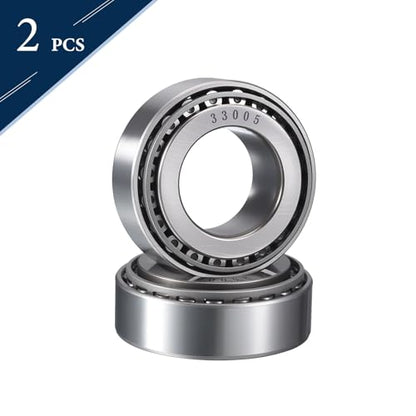 2 Pack 33005 Tapered Roller Bearing Cone and Cup Set | 25mm Bore 47mm OD 17mm Cup Width, Chrome Steel Taper Bearings Set, ABEC-3 - size: 33005