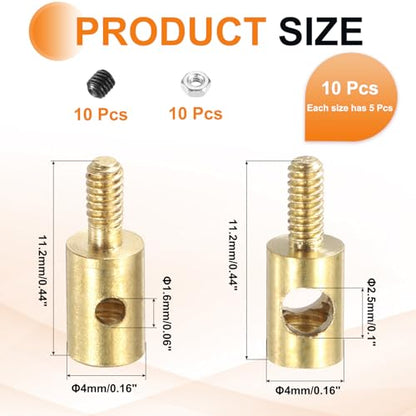 MECCANIXITY Linkage Stoppers Connecting Servo Arm, Push Rod with Nut and Screw for RC Airplane, D4x1.6mm D4x2.5mm 10 Pcs - size: D4x1.6mm; D4x2.5mm