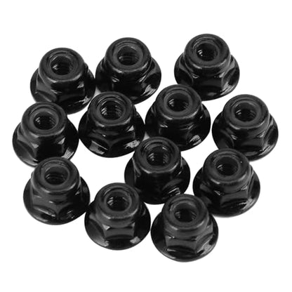 Demeras Wheel Lock Nut Non Slip Metal Tire Lock Nut 4mm Compatible with Axial SCX10 1 10 RC Model Car 12PCS(Black)