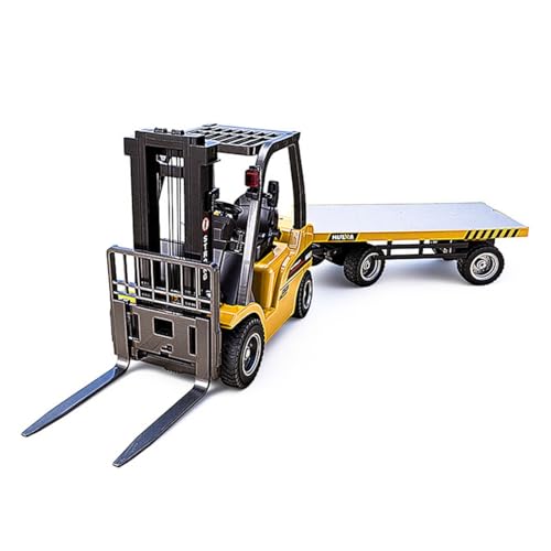 1577 1/10 RC Forklift with Trailer, 2.4G Proportional Alloy 1577 Remote Control Forklift with Liftable Fork/Grabber Attachment, RC Engineering Vehicle, Gift Collectibles - style: 1/10 RC Forklift with Trailer
