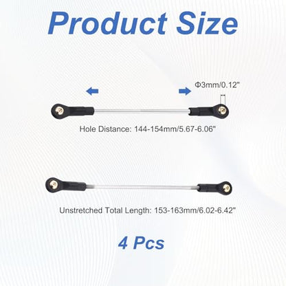MECCANIXITY 2Pcs Adjustable Turnbuckles Camber Links, 144-154mm Turnbuckle Rod Steering Servo Linkage with M3 Ball Head Rod Ends for RC Car Replace Parts DIY - size: 144-154mm
