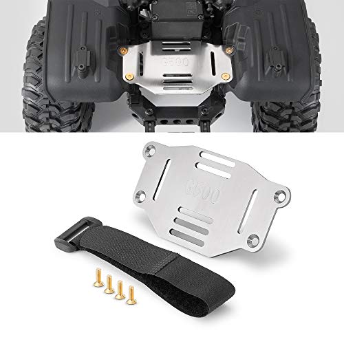 RC Car Battery Plate, Aluminum Mounting Board with Strap Tie Compatible with TRX-4 1/10 RC Car Crawler Battery Tray Mounting Plate Bracket Expansion Board (Silver)