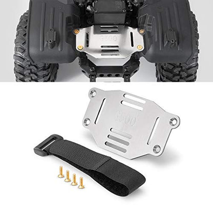 RC Car Battery Plate, Aluminum Mounting Board with Strap Tie Compatible with TRX-4 1/10 RC Car Crawler Battery Tray Mounting Plate Bracket Expansion Board (Silver)