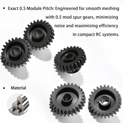 0.5M Pinion Gear 18T 19T 20T 21T 22T Hardened Steel 3.175mm Bore with 2.3mm Adapter Shaft, Gear for ARRMA 1/14 Typhon 1/16 Mojave 1/18 Granite, Losi 1/12, 0.5Mod Gear 13T-27T for HOBBYWING Motors - size: 18 19 20 21 22T, style: 5 Gears +5 Shafts Set