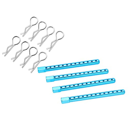 RC Body Post High Strength Aluminum Alloy RC Car Shell Column with Buckle for HSP 94102 94122 94103 94123 1/10 Scale RC Cars (Blue) - color: Blue