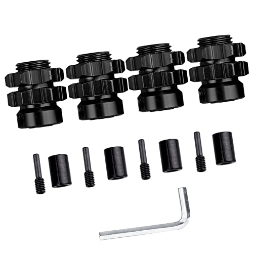 Aluminum 17mm Hex Wheel Hub Adapters for 1/10 Traxxas Summit Losi Baja Rey (Set of 4) (Black) - color: Black