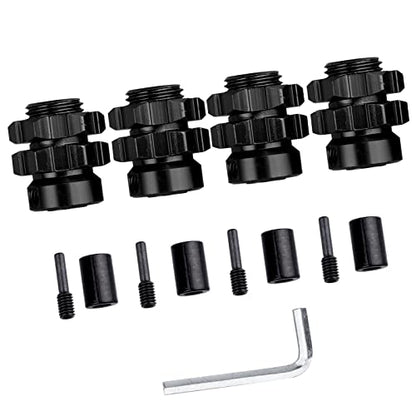 Aluminum 17mm Hex Wheel Hub Adapters for 1/10 Traxxas Summit Losi Baja Rey (Set of 4) (Black) - color: Black