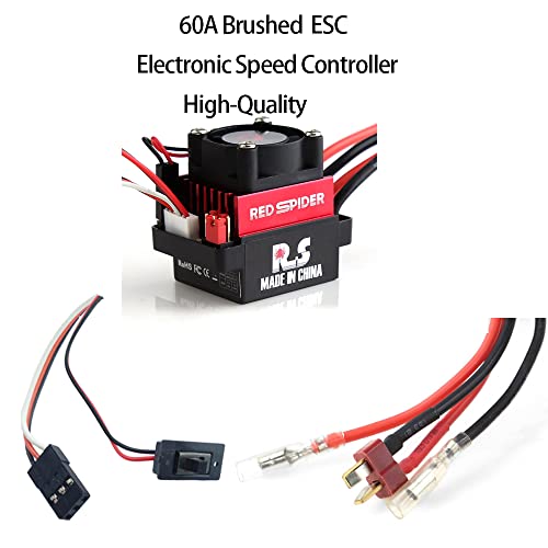 RC Car ESC,60A Brushed ESC Electronic Speed Controller for TRX4 SCX10 RC Crawler Car(T Plug)