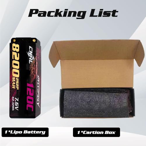 CNHL 8200mAh 2S lipo Battery 7.6V LiHV 120C 5.0mm Bullet to EC5 Hard Case | Explosive punch off the line with instant throttle response for no-prep drag racing, 1/8 and 1/10 RC platforms.