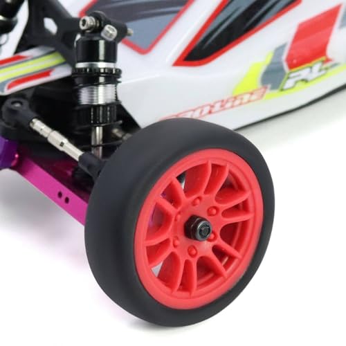 4PCS Finished Flat Running Drift Tires and Wheels 7MM Hexagon for 1/24 Losi Micro B Upgrades and 1/28 Losi Micro T Upgrades(b Red) - color: B Red