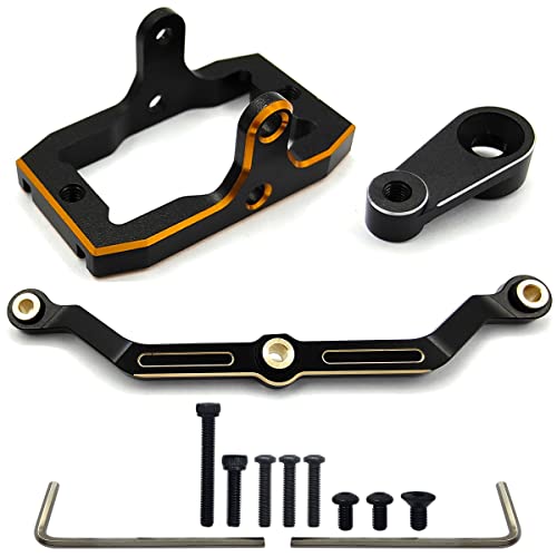 Brass Steering Links Aluminum Servo Horn and Servo Mount for 1/18 TRX4M RC | Upgrade Parts for TRX-4M,Weighted Rod Tie Linkage,CNC Machined,Easy Assembly,Precision Fit