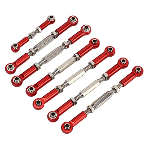 RC Car Push Rod Set, Aluminum Alloy Adjustable Turnbuckle Rod Linkage Upgrade Parts for Slash 1/10 Short Course (Red) - color: Red