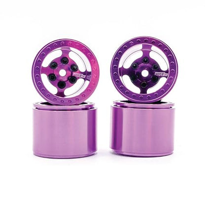 1UP Wheels 1.0" Island Ultra Wide Premium Wheels | Purple | for Axial SCX24, AX24, Traxxas TRX4-M, Redcat Ascent-18, FMS FCX18, 7mm Hex Vehicles - Aluminum Beadlock Wheels - color: Purple