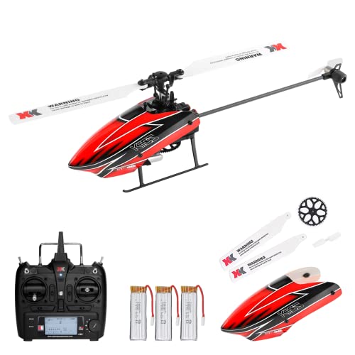 CKYSCHN WLtoys K110S XK RC Helicopter Brushless 6CH for Adults, 6-Axis Gyro | 3D Inverted Flight Remote Control Helicopter, 2.4G RTF Fast RC Aircraft Outdoor Flying 3 Batteries