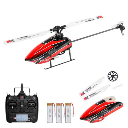 CKYSCHN WLtoys K110S XK RC Helicopter Brushless 6CH for Adults, 6-Axis Gyro | 3D Inverted Flight Remote Control Helicopter, 2.4G RTF Fast RC Aircraft Outdoor Flying 3 Batteries