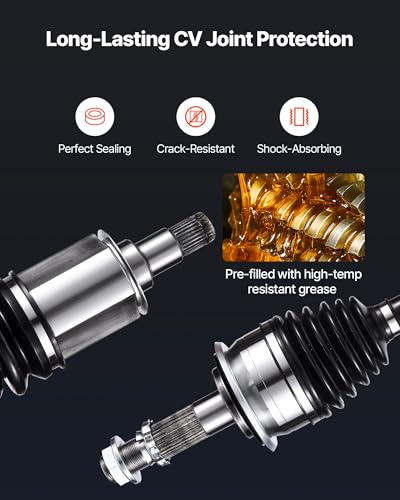 VEVOR CV Axle Shaft Assembly, 2 Pieces Front Left & Right (Driver and Passenger Side), Automotive Replacement CV Joint Axles Pair Compatible with 1996-2002 Toyota 4Runner, Alloy Steel & Carbon Steel - size: 1996-2002 Toyota 4Runner, style: Front Driver an
