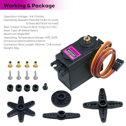 Hosyond 4Pack MG996R 55g Digital RC Servo Motors High Torque Metal Gear Servo for RC Car Robot Boat Helicopter - size: MG996R x 4