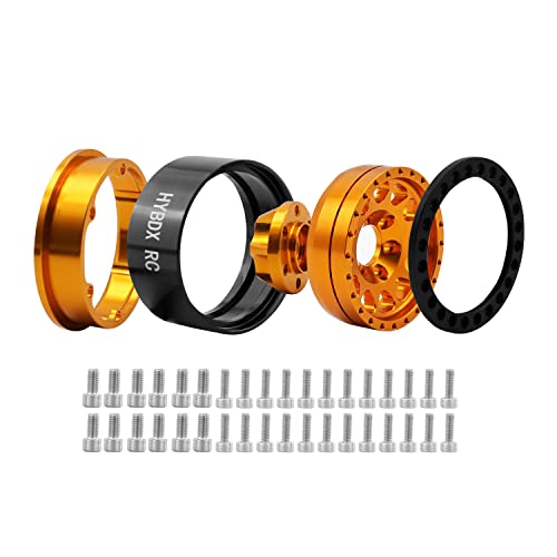 1.9 Inch Aluminum Alloy Beadlock Wheel Rim Hub 4pcs Suit for 1:10 RC Crawler Axial SCX10 SCX10 II TRX4 RC4WD D90. (Golden) - color: Golden