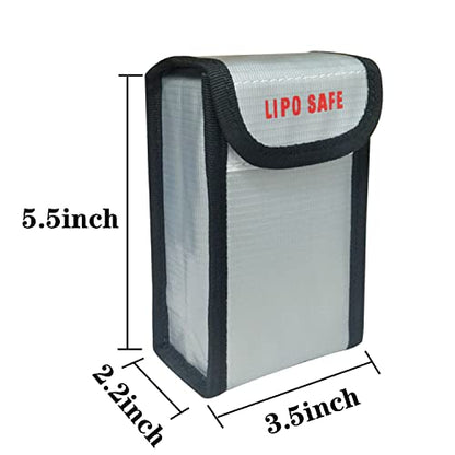 4PCS 90 * 55 * 140mm Lipo Battery Safe Bag Fireproof Charging Bag for RC Lipo Battery Pack Storage Charging Transport, Home Office Travel Lipo Safe Storage Pouch - size: 90x55x140mm (4 pcs)