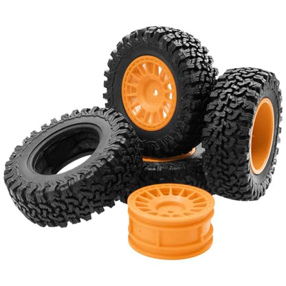4Pcs HIRCQOO 1.9" RC Crawler Tires OD 90mm Rubber Tire and Plastic Wheel Rims 12mm Hex Compatible with 1/10 Axial SCX10 D90 Tamiya CC01 TF2 TRX4 RC Crawler (Brown) - color: Brown