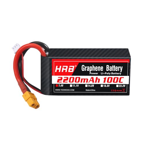 HRB 2S 2200mAh Lipo Battery XT60 100C 7.4V Compatible with RC Plane