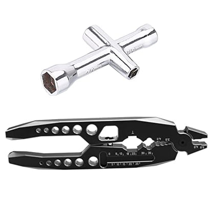 RC Shock Absorber Pliers RC Multifunction Pliers RC Rod Ends Disassemble Tools & Small Cross Socket Spanner Compatible with Traxxas Arrma Axial Losi Redcat HSP 1/8 1/10 RC Car Truck (Black) - color: Black