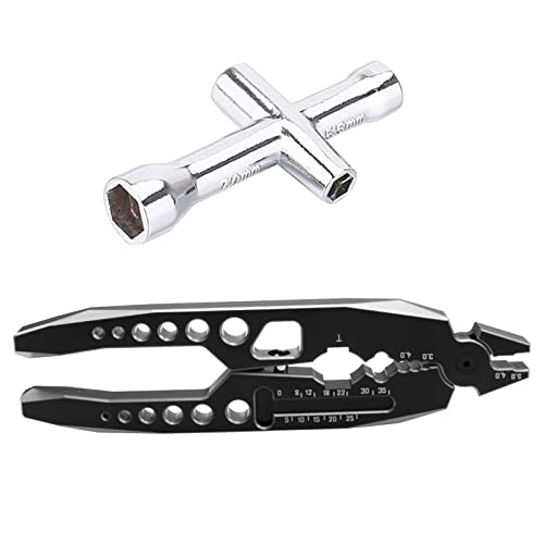 RC Shock Absorber Pliers RC Multifunction Pliers RC Rod Ends Disassemble Tools & Small Cross Socket Spanner Compatible with Traxxas Arrma Axial Losi Redcat HSP 1/8 1/10 RC Car Truck (Black) - color: Black