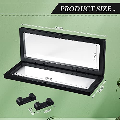 Harloon 12 Pcs 3D Floating Display Case Floating Frame Display Holder Stand Challenge Coin Jewelry Frame Box for AA Medallions Fossil Rock Gemstones Specimen(Black,9.1 x 3.5 x 0.8 Inch,Square Base) - color: Black, size: 9.1 x 3.5 x 0.8 Inch, style: Square