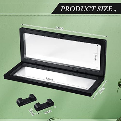 Harloon 12 Pcs 3D Floating Display Case Floating Frame Display Holder Stand Challenge Coin Jewelry Frame Box for AA Medallions Fossil Rock Gemstones Specimen(Black,9.1 x 3.5 x 0.8 Inch,Square Base) - color: Black, size: 9.1 x 3.5 x 0.8 Inch, style: Square