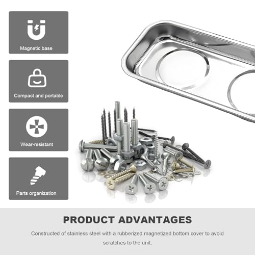 2 PCS Magnetic Tray Holders, Stainless Steel 6"x1" Rectangle Trays Metal Parts Holder with Strong Magnet, Heavy Duty Thickened Trays for Screws Bolts Nuts Washers Pins - color: Rectangle, M