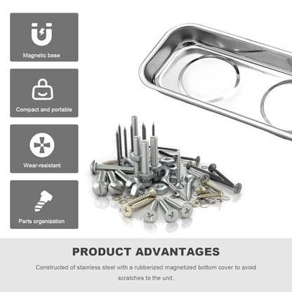 2 PCS Magnetic Tray Holders, Stainless Steel 6"x1" Rectangle Trays Metal Parts Holder with Strong Magnet, Heavy Duty Thickened Trays for Screws Bolts Nuts Washers Pins - color: Rectangle, M