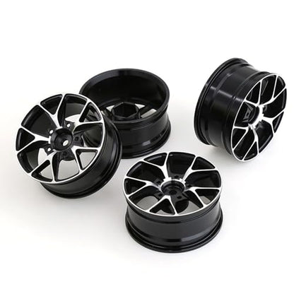 1/10 On Road Drift Wheels Rims Hex 12mm RC Aluminum Alloy Rally Racing Hubs for 1:10 Scale Touring Street Car Tires Tamiya TT01 TT02 HSP 2S 3S Brushless HPI KYOSHO XV02 XV01 4PCS (Black) - color: Black