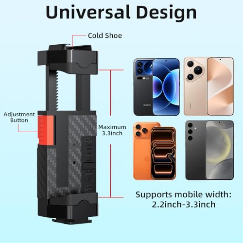 Backpack Mount Bag Shoulder Strap Clip Holder Attachment Compatible with iPhone 17/16/15 Pro Max/15/14/13/12, Samsung and More Phones (Black-01)