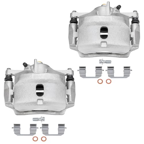 Detroit Axle - 4pc Front Steering Knuckles Kit for 06-11 Honda Civic, 2 | Disc Brake Calipers w/Bracket 2 Steering Knuckles & Wheel Bearing Hubs 2006 2007 2008 2009 2010 2011 Replacement - size: 4BU47731/Kit