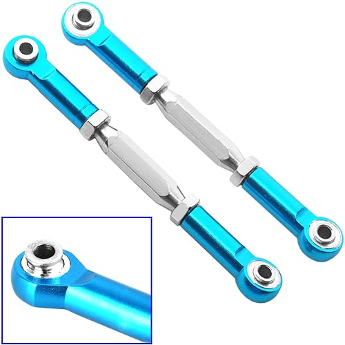 2PCS ShareGoo RC Front Rear Metal Steering Servo Link 70-90mm Turnbuckles Camber Linkage Rod Ends Compatible with Traxxas Slash 4x4 5807 Stampede HQ727 1/10 RC Car,Blue