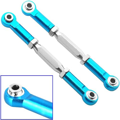 2PCS ShareGoo RC Front Rear Metal Steering Servo Link 70-90mm Turnbuckles Camber Linkage Rod Ends Compatible with Traxxas Slash 4x4 5807 Stampede HQ727 1/10 RC Car,Blue