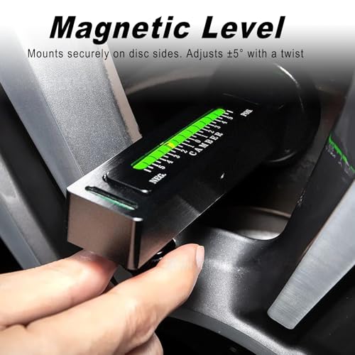 Camber Alignment Tool Universal Camber Gauge, Gauge Accurate -5 +5, Wheel Alignment Tool with Magnetic Base for Car SUV RV Off Road Vehicle (Black) - color: Black