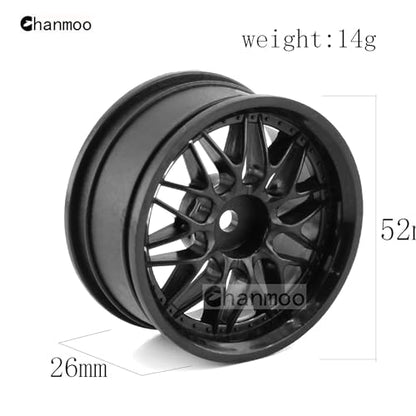 1/10 RC On Road Wheels Hubs 12mm Hex Hard Plastic Drift Rims for 1:10 Scale Rally Racing Car Tires Tamiya TT01 TT02 XV01 A959 PTG2 144001 HPI KYOSHO HSP PTG2 Touring Street Tyres 4PCS (Black) - color: Black